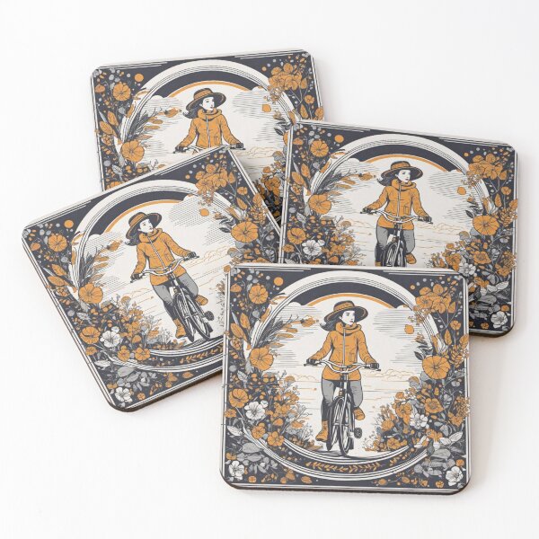 Item preview, girl in orange and her bike designed and sold by coolsima.