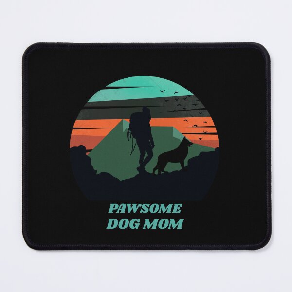 Item preview, Retro Hiking Mom with Dog Pawsome Dog Mom designed and sold by OliveAndSnow.