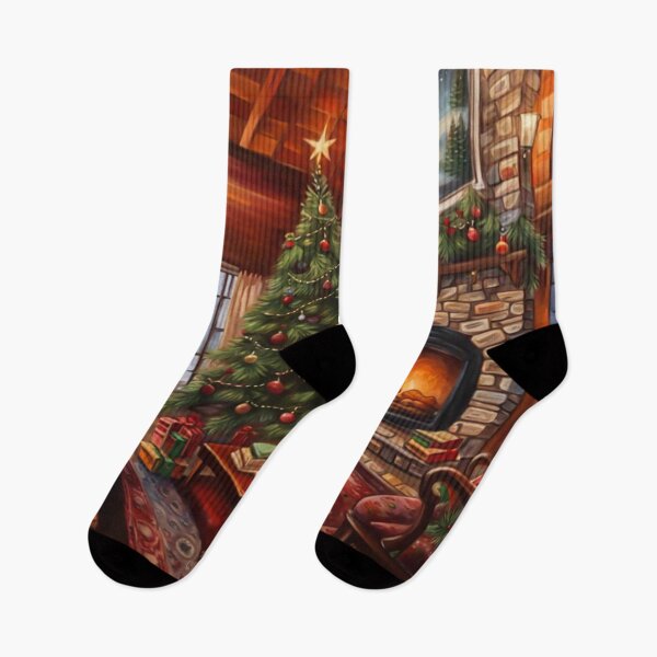 Item preview, Cozy Warm Christmas Room With Christmas Tree, Fireplace and present, Painting designed and sold by MyArt23.