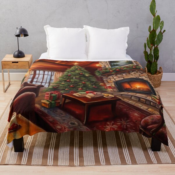 Item preview, Cozy Warm Christmas Room With Christmas Tree, Fireplace and present, Painting designed and sold by MyArt23.