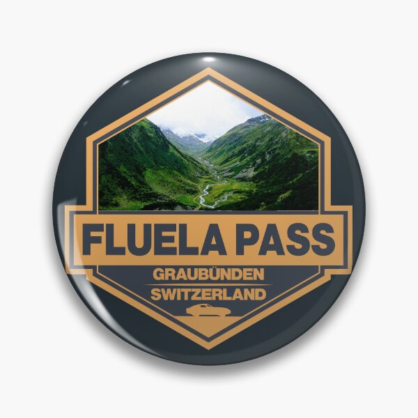 Item preview, Fluela Pass Switzerland Travel Art Badge designed and sold by KrisSidDesigns.