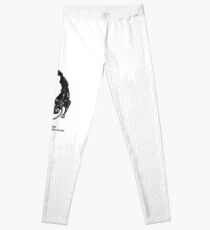 Fenrir ist frei, die Sterne fallen - Hund Norse Viking Mythologie schwarz-weiße Tinte gravierte Holzschnittart mit Runentext Leggings