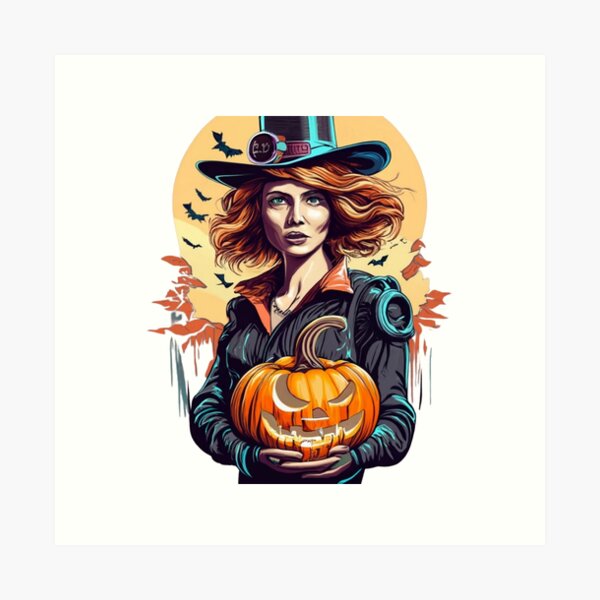 Item preview, a woman with a pumpkin, Halloween designed and sold by HBZ-DESIGN.