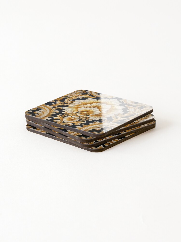 Thumbnail 4 of 5, Coasters (Set of 4), Golden Rococo Motif designed and sold by AxeWave.