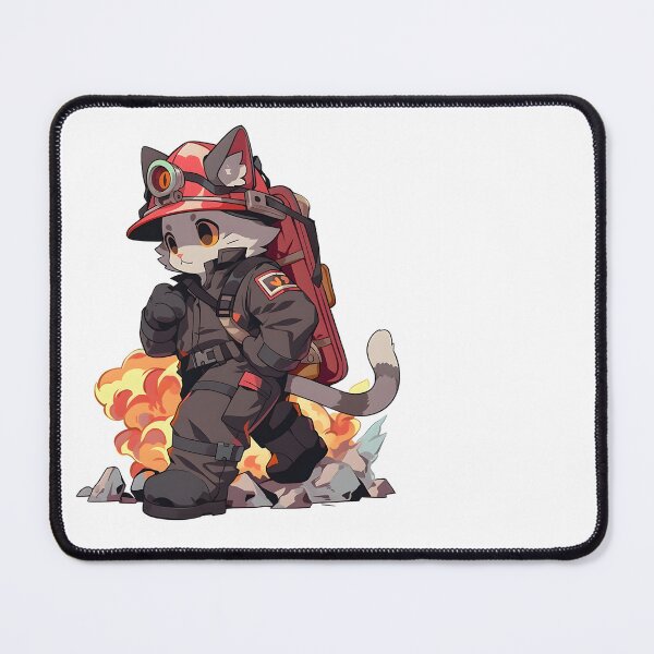 Item preview, Adorable Kitty Firefighter in Gear Braving the Flames designed and sold by NovaGenArt.