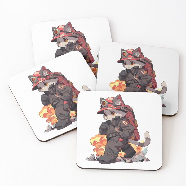 Item preview, Adorable Kitty Firefighter in Gear Braving the Flames designed and sold by NovaGenArt.