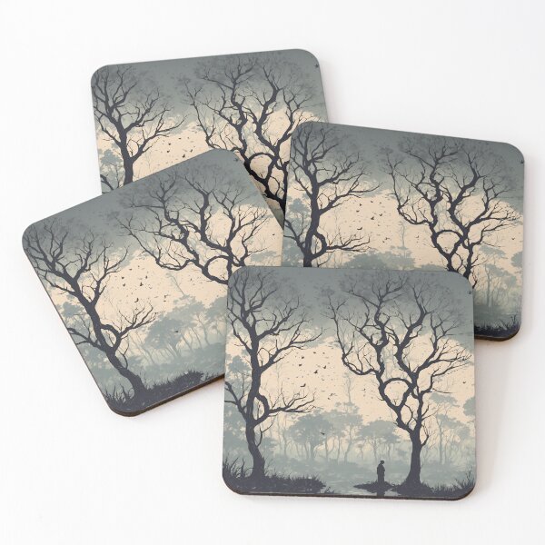 Item preview, Find your way in the darkness: Dark forest with twisted trees and flying birds designed and sold by nexanova369.