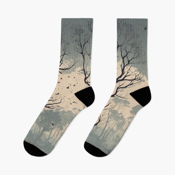 Item preview, Find your way in the darkness: Dark forest with twisted trees and flying birds designed and sold by nexanova369.