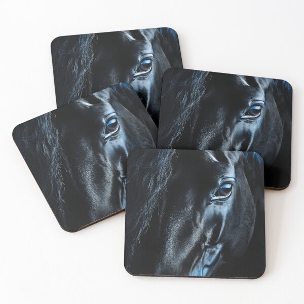 Item preview, close up print of black horse with blue eyes designed and sold by dcrc.