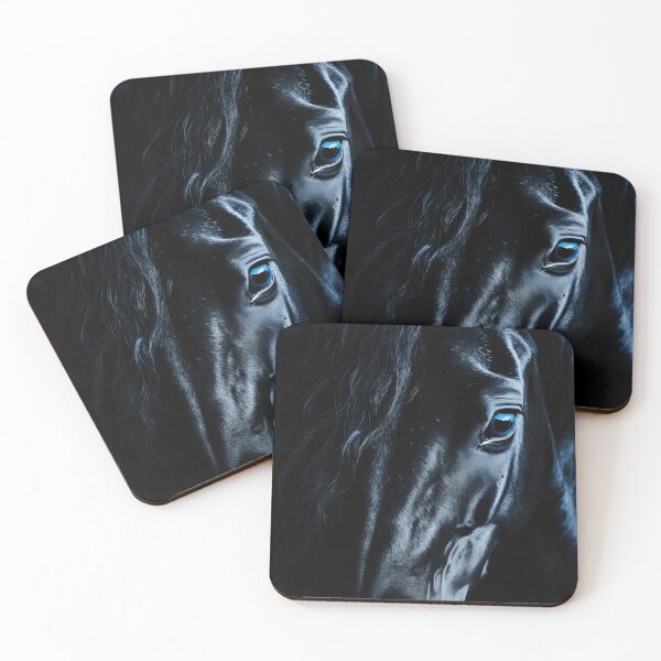 Item preview, close up print of black horse with blue eyes designed and sold by dcrc.