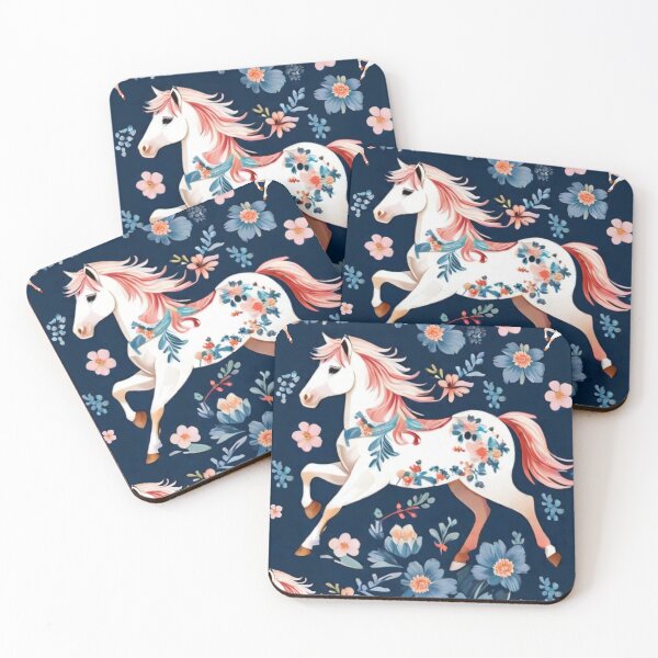 Item preview, Elegante ramo equino: caballo con flores de patrones sin fisuras Lámina artística designed and sold by Artforhorse.