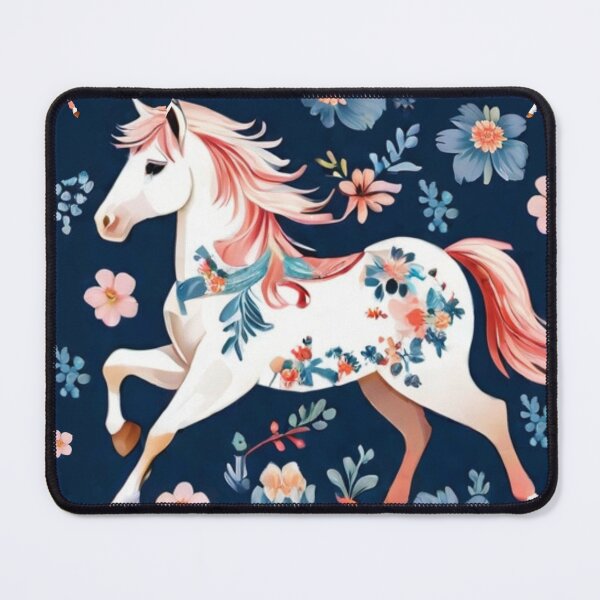 Artikelvorschau, Eleganter Pferdestrauß: Pferd mit Blumen, nahtloses Muster, Kunstdruck entworfen und verkauft von Artforhorse.