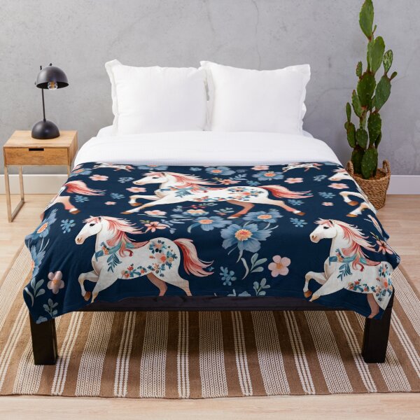 Item preview, Elegant Equine Bouquet: Horse with Flowers Seamless Pattern Art Print designed and sold by Artforhorse.