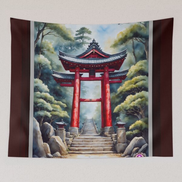 Item preview, Path Of Enlightenment Japanese Shinto Gate AI Concept Art by Xzendor7 designed and sold by Xzendor7 Digital Art Creations.