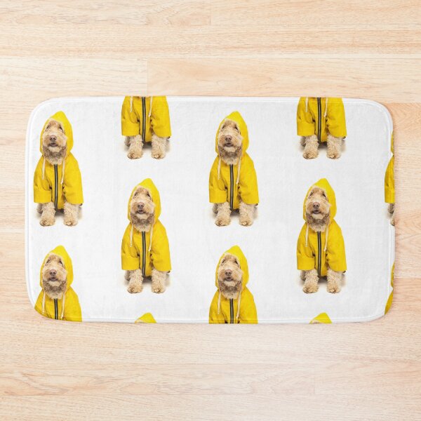 Item preview, Cockapoo in yellow fisherman's coat with hood up. designed and sold by bailey-cooper.