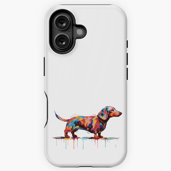 Vista previa del artículo con la obra «Arte del perro Dachshund, salpicaduras de pintura.», diseñado y vendido por iclipart.