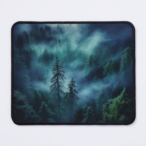 Item preview, Green light foggy pine forest dawn designed and sold by zand-n-zive.