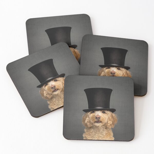 Item preview, Blonde cockapoo wearing top hat for humorous portrait designed and sold by bailey-cooper.