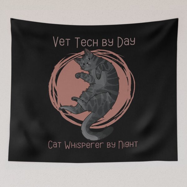 Item preview, Vet Tech By Day, Cat Whisperer By Night - Smokey Cat designed and sold by FelineEmporium.