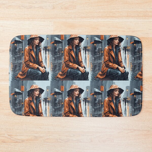 Item preview, Woman the city street sitting,raining designed and sold by simaso.