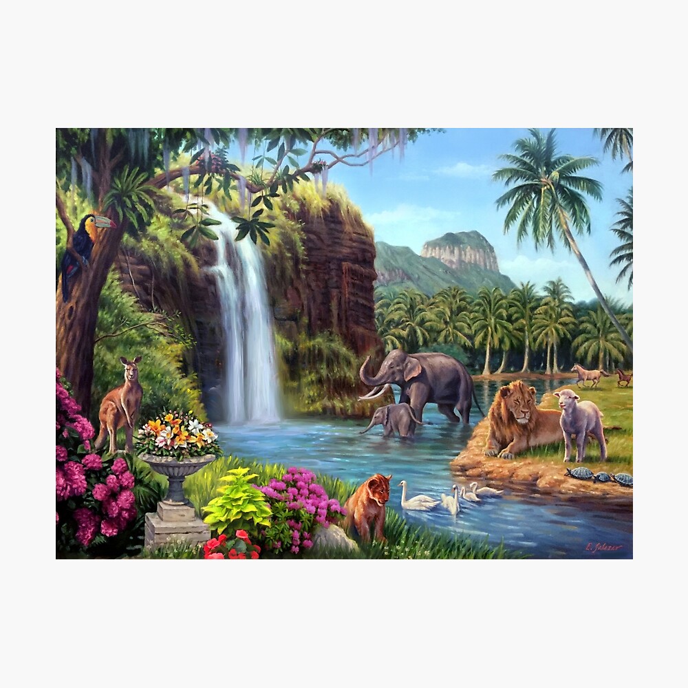 イラストの原画　ネイチャーアート　Paradise A Paradise Setting