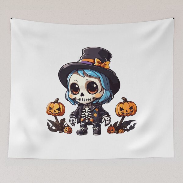 Item preview, Cute halloween skeleton with jacket and hat designed and sold by AlejaJorgeShop.