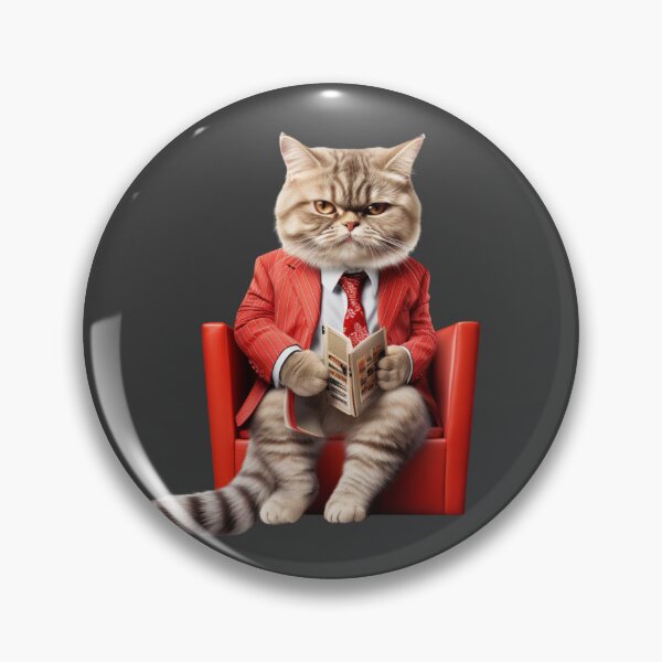 Item preview, Cat smart and handsome in red suit sitting on red sofa with bored mood  designed and sold by Fernnieskillup.