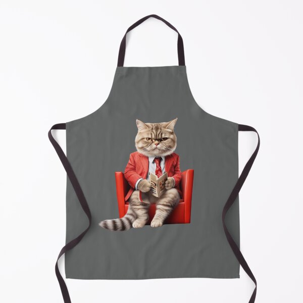 Item preview, Cat smart and handsome in red suit sitting on red sofa with bored mood designed and sold by Fernnieskillup.