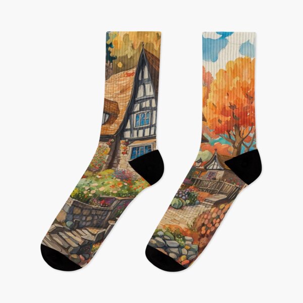 Item preview, Painting Of A Beautiful Home in The Village At the Lake With Flowers Garden designed and sold by MyArt23.