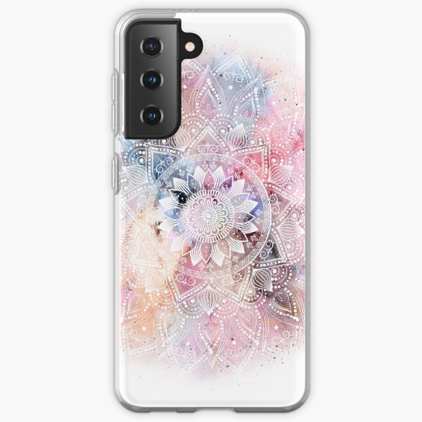 Whimsical white watercolor mandala design Samsung Galaxy Soft Case