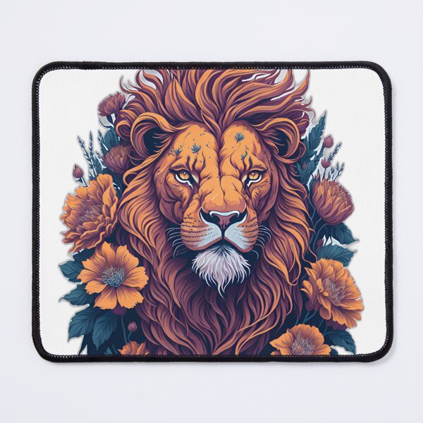 Item preview, Illustration Lion Head With Flowers designed and sold by Yasengawad.