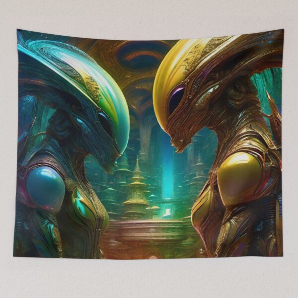 Item preview, Colorful Aliens in Love - Surreal Art designed and sold by Delerat7.