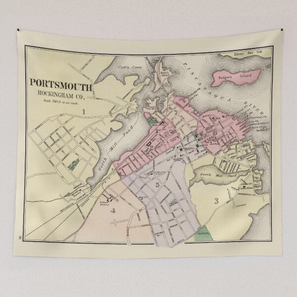 Item preview, Vintage Map of Portsmouth NH (1877) designed and sold by BravuraMedia.