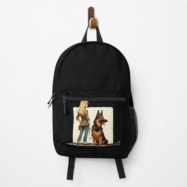 Item preview, Cartoon woman with German Shepherd designed and sold by TomFrontierArt.