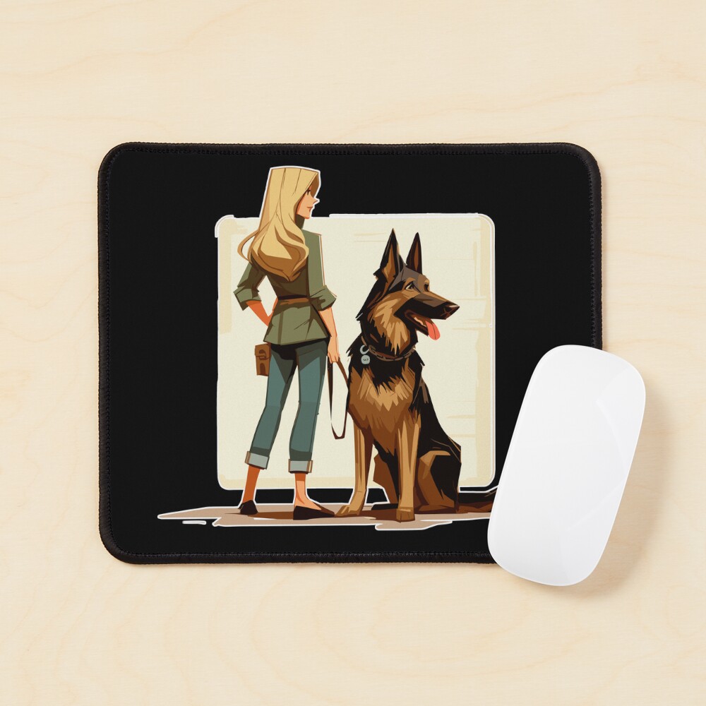 Cartoon woman with German Shepherd Sticker