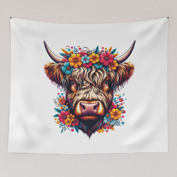 Item preview, Floral Scottish Highland Cow Cattle Farm Hairy Cowgirl designed and sold by MrEddie10.