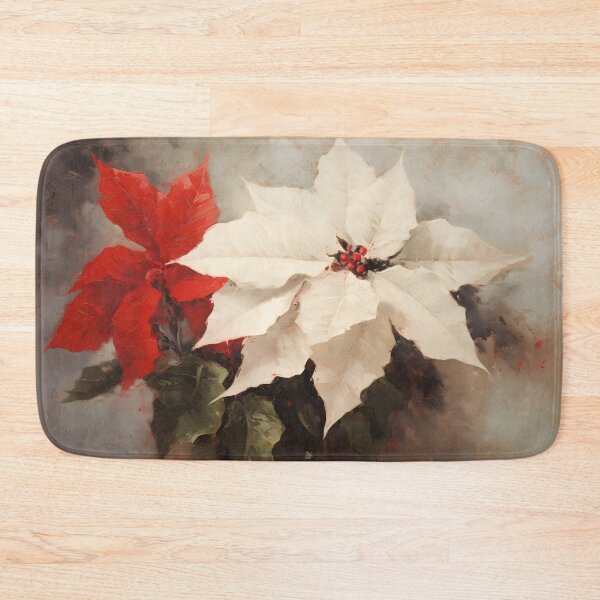 Item preview, Vintage White & Red Poinsettia Christmas Painting designed and sold by ptlsprntsdsgn.