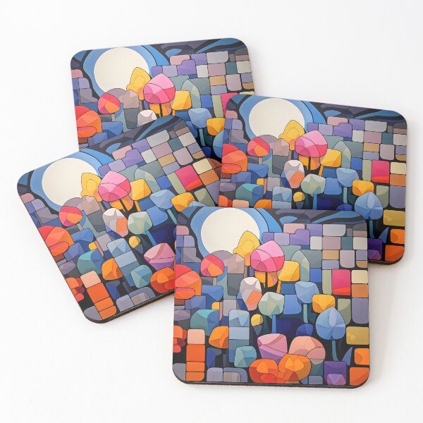 Item preview, Colorful treescape in moonlight designed and sold by inkArtistryfine.