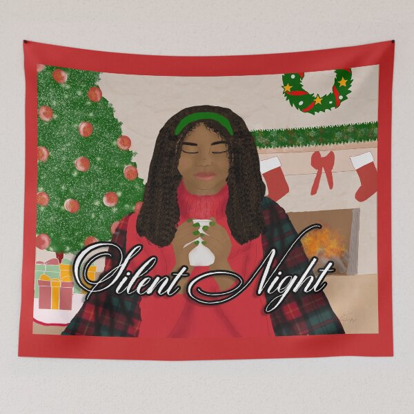 Item preview, Cozy Silent Night Christmas - African American Woman designed and sold by Cecetyshay.