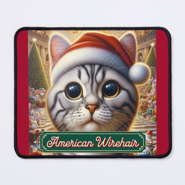 Item preview, Christmas American Wirehair Cat designed and sold by ZenEverAI.