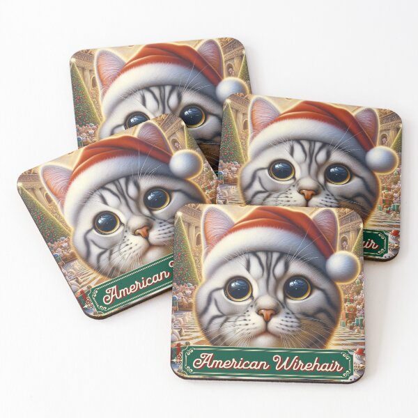 Item preview, Christmas American Wirehair Cat designed and sold by ZenEverAI.