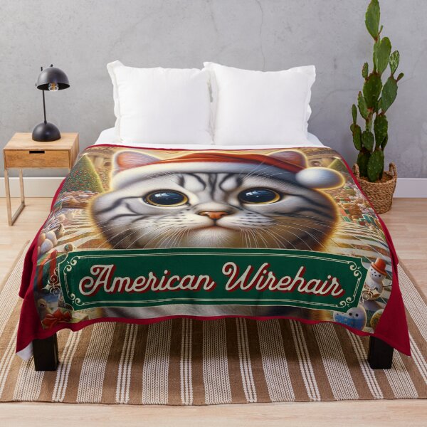 Item preview, Christmas American Wirehair Cat designed and sold by ZenEverAI.