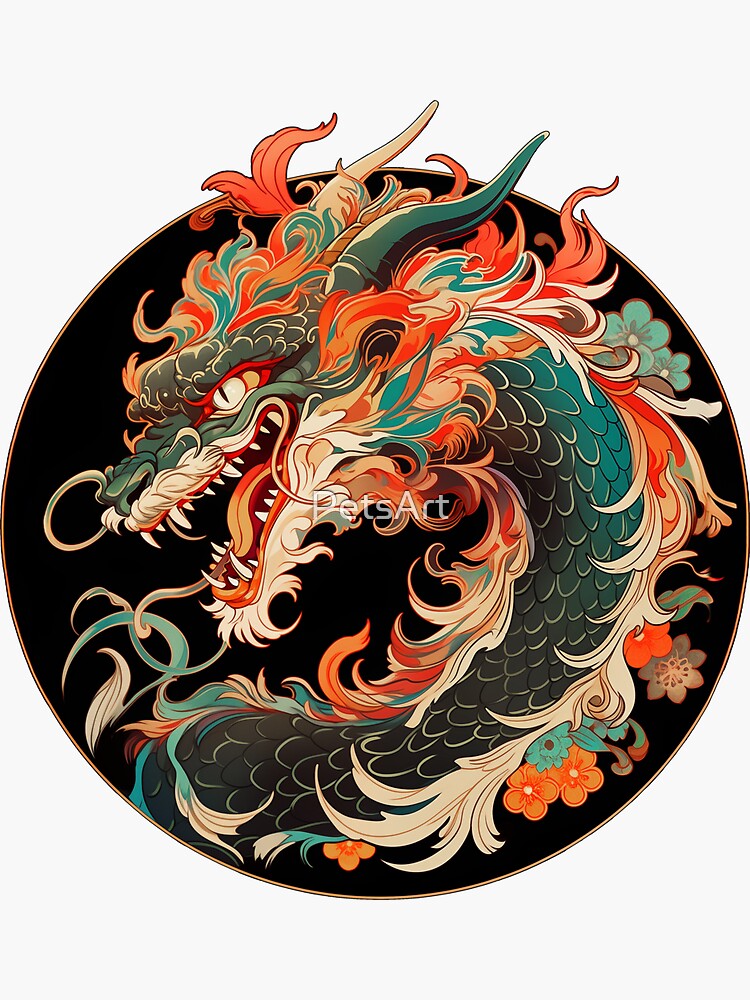 Vinyl Wall Decal Chinese Dragon Asian Style Fantasy Stickers