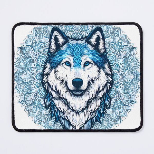Item preview, Blue Wolfdog Mandala: A Symmetrical Spiritual Artwork designed and sold by Kittyzens.