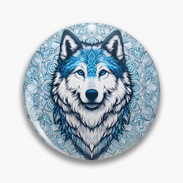 Item preview, Blue Wolfdog Mandala: A Symmetrical Spiritual Artwork designed and sold by Kittyzens.