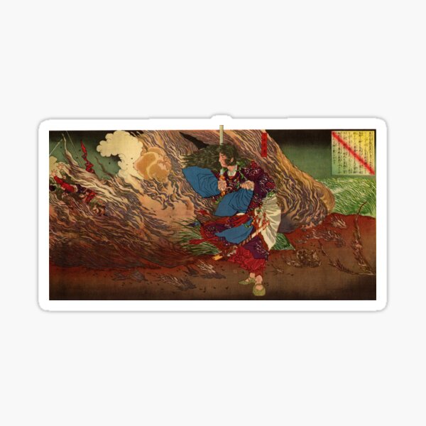 Ukiyo-e print of Samurai on a battlefield Sticker