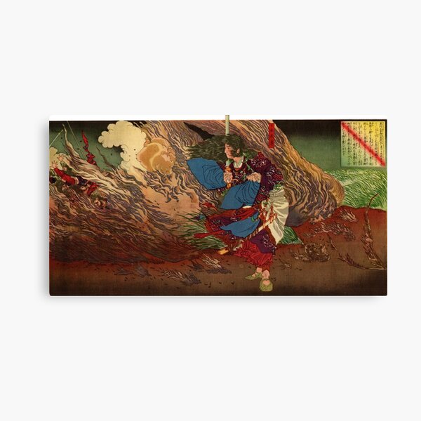 Ukiyo-e print of Samurai on a battlefield Canvas Print
