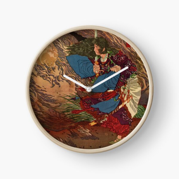 Ukiyo-e print of Samurai on a battlefield Clock