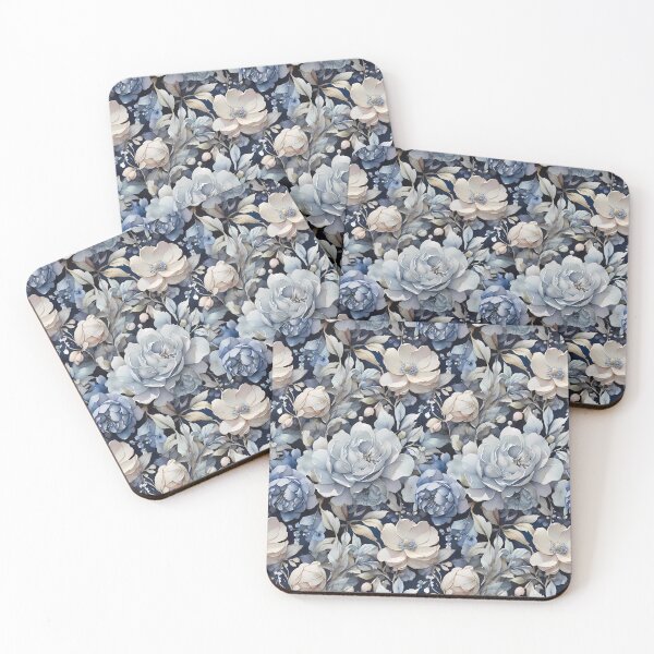 Item preview, Watercolor light blue and beige flowers pattern designed and sold by WalterGomes.