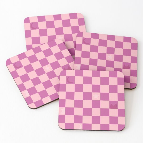 Item preview, Cats and Moon Chequer Pattern - Pink designed and sold by AcePopDesigns.